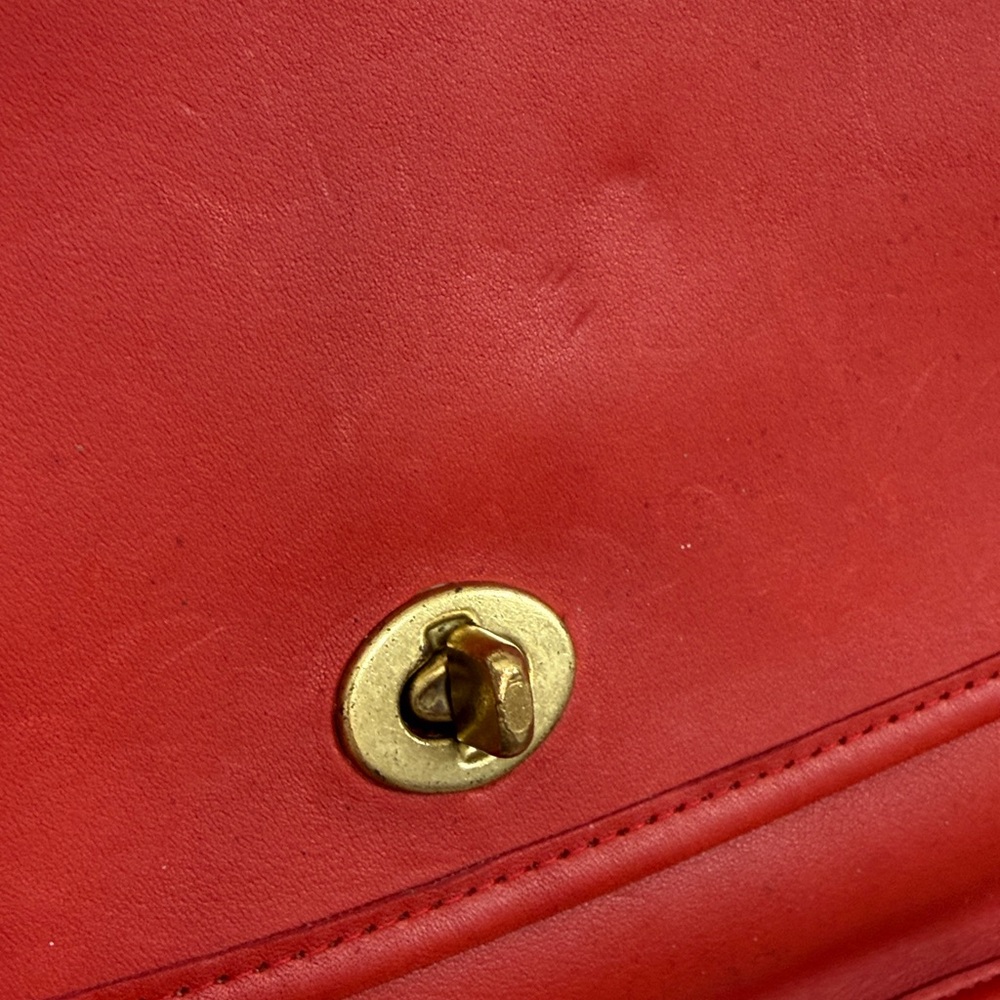 COACH Vintage Red Orange Leather Shoulder Bag Crossbody Large - Like New - Picture 15 of 16